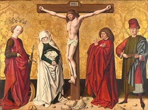 Christ on the cross with saints, 1475/80. Creator: Master of Großgmain.