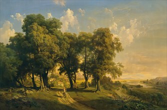 Unter den Linden (evening landscape), 1858. Creator: Anton Hansch.