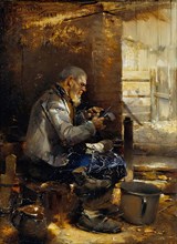 Peasant cobbler, 1897. Creator: Carl von Merode.