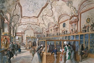 The Marble Hall of the Ambraser Gallery in the Lower Belvedere, Vienna 1876. Creator: Carl Goebel.