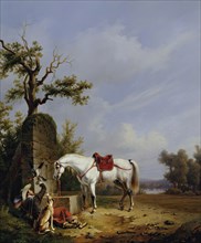 Rider with horse, 1848. Creator: Edmond Tschaggeny.
