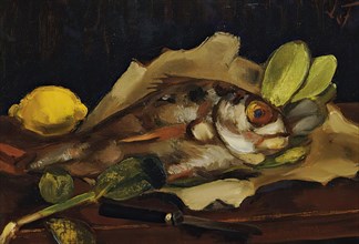 Fish still life with lemon, 1921. Creator: Henri Victor Gabriel Le Fauconnier.
