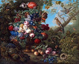 Large floral still life with birds, 1799. Creator: Johann Baptist Drechsler.