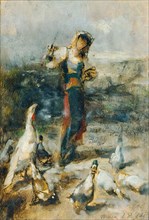 Girl with poultry, 1894. Creator: Johann Till.