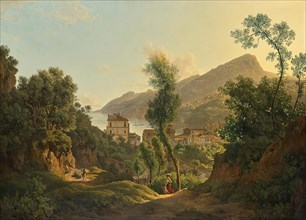View of the town of Vietri overlooking the Gulf of Salerno, 1819. Creator: Joseph Rebell.