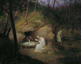 The dead hermit, 1850. Creator: Ludwig Ferdinand Schnorr von Carolsfeld.