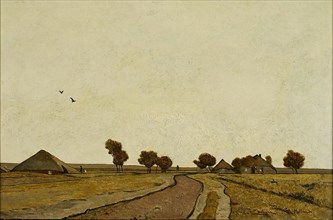 Dutch landscape with farms, 1877. Creator: Rudolf Ribarz.