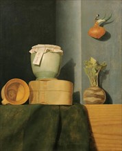 Still life with kitchenware, onions and kohlrabi, 1754. Creator: Anna Maria Punz.