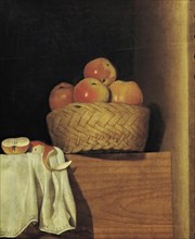 Still life with apple basket, 1754. Creator: Anna Maria Punz.