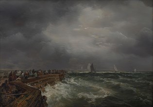 Harbour piece, (1859?). Creator: August Piepenhagen.