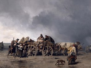 The transport of the wounded I, 1853. Creator: August von Pettenkofen.