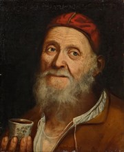 Old man with coffee mug, 1720/1740. Creator: Balthasar Denner.
