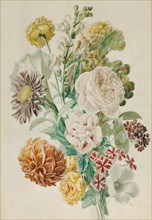 Bouquet with rose and dahlia, around 1840/1850. Creator: Leopold von Stoll.