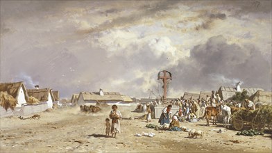 The Market at Szolnok, Hungary, after 1851. Creator: August von Pettenkofen.