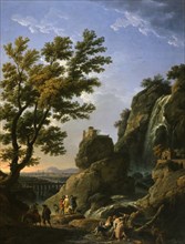Landscape with Waterfall and Figures, 1768. Creator: Claude-Joseph Vernet.