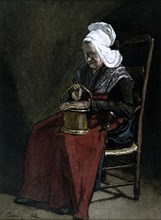 Old Woman with Copper Pot, 1862. Creator: Francois Bonvin.