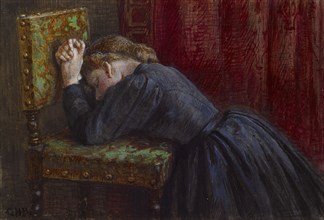 Woman Kneeling In Prayer, c1860. Creator: George Henry Boughton.