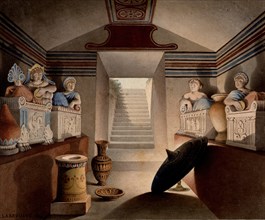 View of an Etruscan Tomb, 1849. Creator: Henri Labrouste.