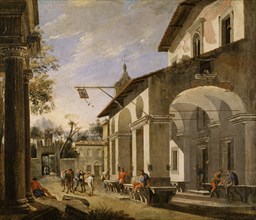 Courtyard of an Inn with Classical Ruins, ca.1621-1647. Creators: Viviano Codazzi, Domenico Gargiulo.