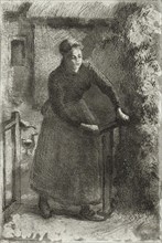 Femme à la barrière, 1889. Creator: Camille Pissarro.