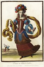 Recueil des modes de la cour de France, 'Dame en Habit de Ballet', c1682. Creators: Jacques Le Pautre, Jean Lepautre.