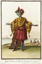 Recueil des modes de la cour de France, 'Habit d'Indien du Balet du Triomphe de l'Amour', 1703-1704. Creators: Jean Berain, Jean Lepautre, Jacques Le Pautre.