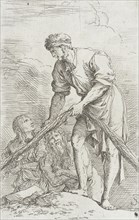Figurine: A Man Hauling a Net, between c1656 and c1657. Creator: Salvator Rosa.