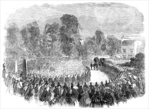 Funeral of Mr. Braidwood, the late Chief of the London Fire Brigade, in Abney-Park Cemetery, 1861. Creator: Unknown.
