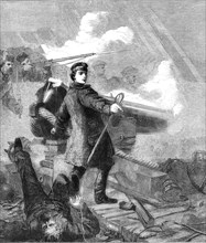 Gallant Act of Commander W. N. Hewlett before Sebastopol, by Desanges, in the Victoria..., 1861. Creators: Unknown, Louis William Desanges.