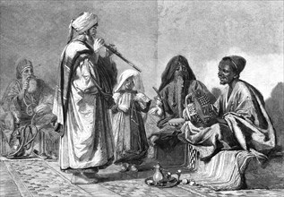 A Rehearsal, Cairo. By Carl Haag, in the exhibition of the Society of Painters in..., 1861. Creator: H. Harrall.