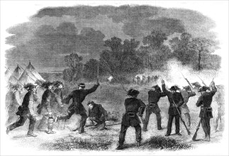 The Civil War in America: attack on the pickets of the Garibaldi Guard on the east branch..., 1861. Creator: Unknown.