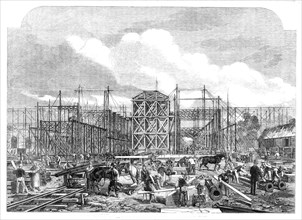 Progress of the building for the International Exhibition of 1862, (1861). Creator: Unknown.