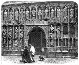 The British Archaeological Association at Exeter: west screen of Exeter Cathedral, 1861. Creator: T. Bolton.