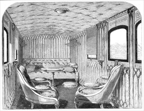 Saloon of Her Majesty's carriage on the London and North-Western Railway, 1861. Creator: Unknown.