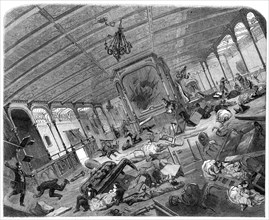 The Disaster to the Great Eastern: state of her Grand Saloon during the gale, 1861. Creator: Unknown.