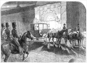 The Arrival of the Prince of Wales at Clumber, on a visit to the Duke of Newcastle, 1861. Creator: Unknown.
