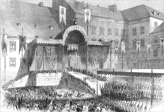 The Coronation of the King and Queen of Prussia: the proclamation in the courtyard of the..., 1861. Creator: Unknown.