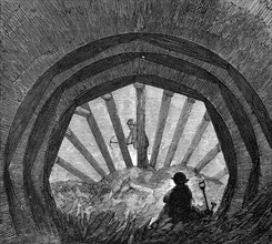 London Main Drainage: driving a tunnel at Peckham, 1861. Creator: Unknown.