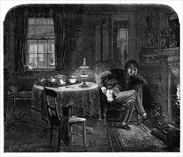 The first Christmas from home - drawn by A. Hunt, 1861. Creator: Mason Jackson.