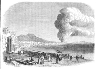 Eruption of Mount Vesuvius near the foot of the hill, between Resina and the Torre de..., 1861. Creator: Unknown.