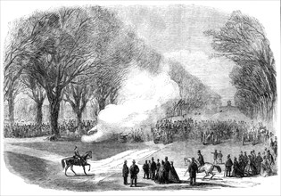 The Funeral of His Late Royal Highness the Prince Consort: firing minute guns in the Long..., 1861. Creator: Unknown.