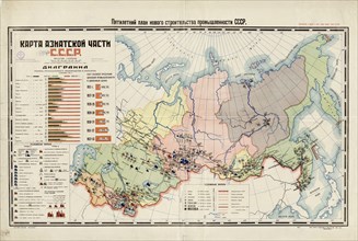 The Five-Year Plan of New Construction of Industry of the USSR: Map of the Asiatic Part..., 1930 Creator: I. A. Kalinnikov.