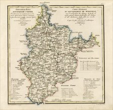General Map of Voronezh Province: Showing Postal and Major Roads, Stations and the..., 1822. Creators: Vasilii Petrovich Piadyshev, Ieremin.