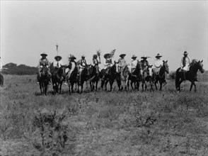 Chiefs in the Sun Dance parade-Cheyenne, c1927. Creator: Edward Sheriff Curtis.