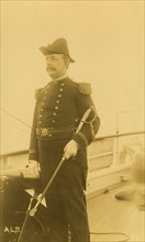 Webber, a naval officer or ship captain, three-quarter length portrait, standing...,1894 or 95. Creator: Alfred Lee Broadbent.
