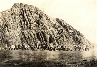 Expedition caravan in the Akkem River valley, 1895. Creator: Vasilii Vasilevich Sapozhnikov.