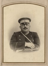 Firefighter A.F. Domishkevich in uniform, late 19th cent - early 20th cent. Creator: Til Serebrin.