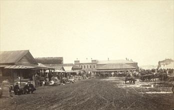 View in bazar [ie, bazaar] at Irkutsk, between 1885 and 1886. Creator: Unknown.