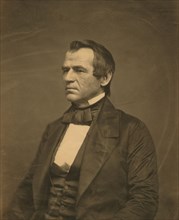 Andrew Johnson, half-length portrait, seated, facing left, 1860. Creator: Jesse Harrison Whitehurst.