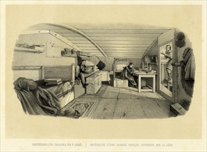 Interior of a Shallow-Draft Cargo Vessel on the Lena River, 1856. Creator: Ivan Dem'ianovich Bulychev.